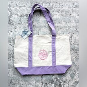NWT Trader Joe's Large Canvas Tote Bag Limited Spring Color Lavender & Pink